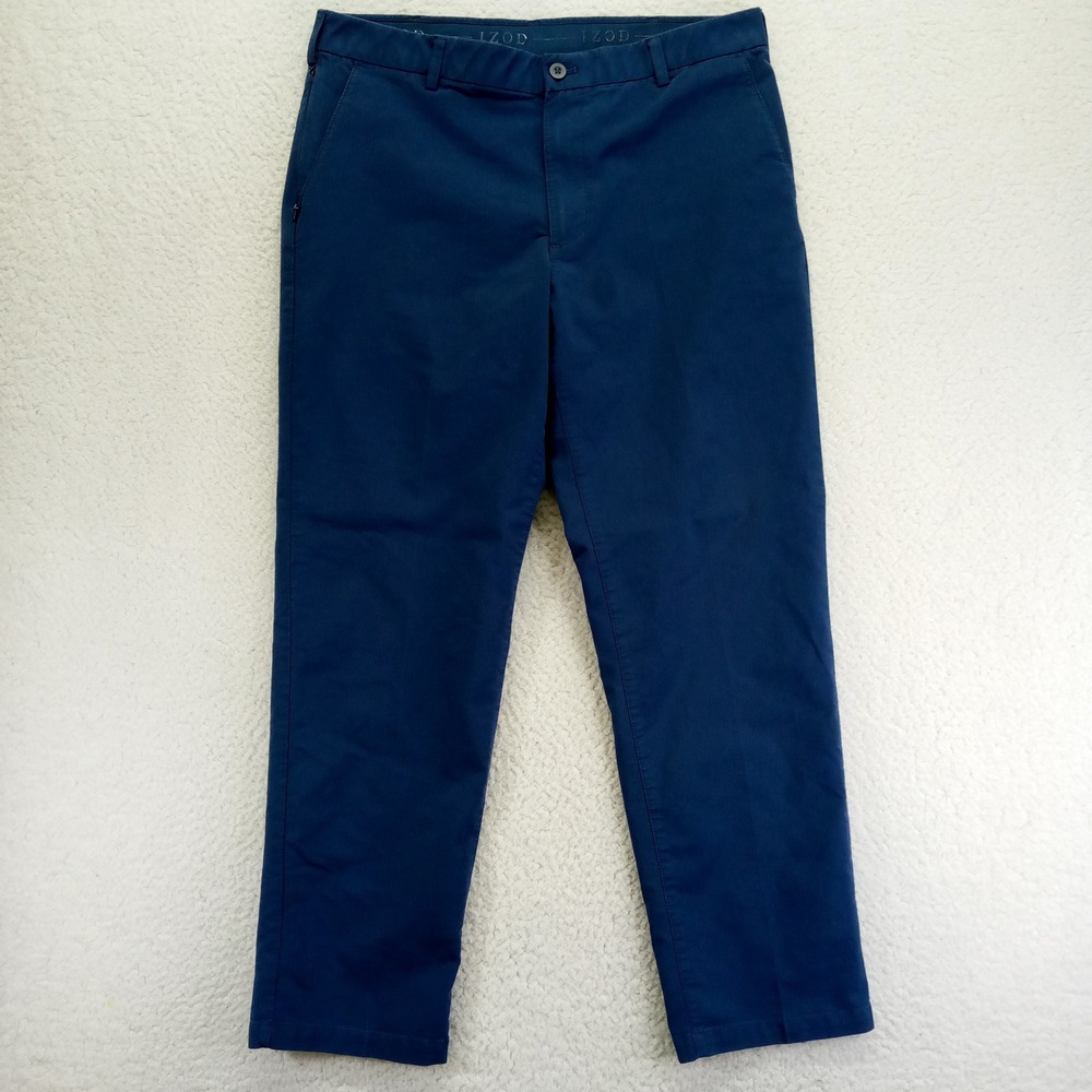 IZOD Mens Straight Fit Golf‎ Pants Navy Blue Size 36x32 Cotton Blend Stretch